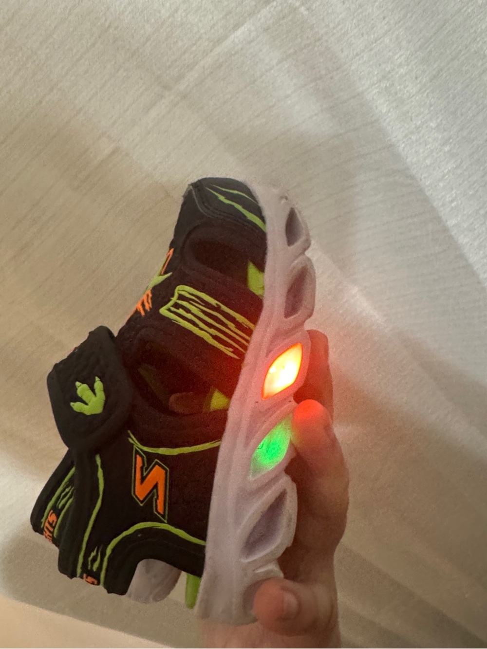 Skechers Kids Black & Neon Green Dinosaur Slip-On Sneakers with Orange Accents - Picture 2 of 4